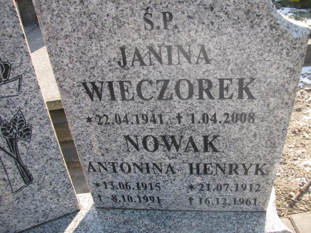 Janina Wieczorek 1941 Katowice - Grobonet - Wyszukiwarka osób pochowanych