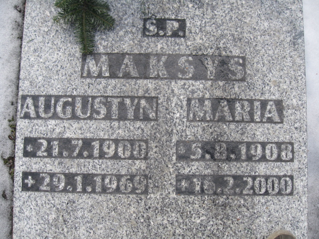 Augustyn Maksys 1900 Katowice - Grobonet - Wyszukiwarka osób pochowanych