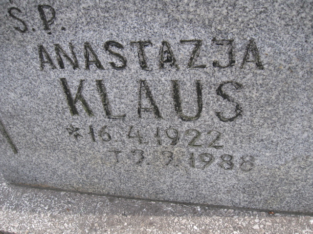 Anastazja Klaus 1922 Katowice - Grobonet - Wyszukiwarka osób pochowanych