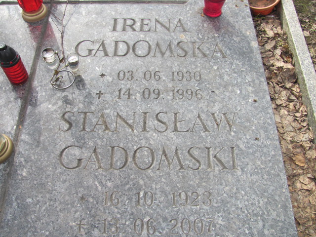 Irena Gadomska 1930 Katowice - Grobonet - Wyszukiwarka osób pochowanych