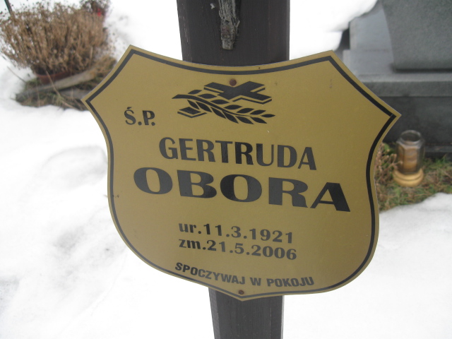 Gertruda Obora 1921 Katowice - Grobonet - Wyszukiwarka osób pochowanych